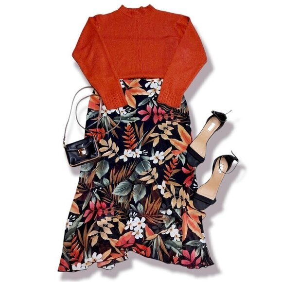 ✨hp✨ VINTAGE EXOTIC TROPICAL FLORAL RUFFLE SKIRT - Picture 5 of 10